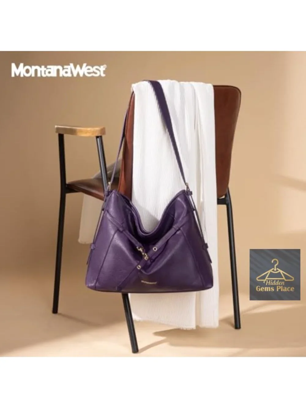 Adjustable Strap Hobo Purse with Front Buckle Vegan Leather